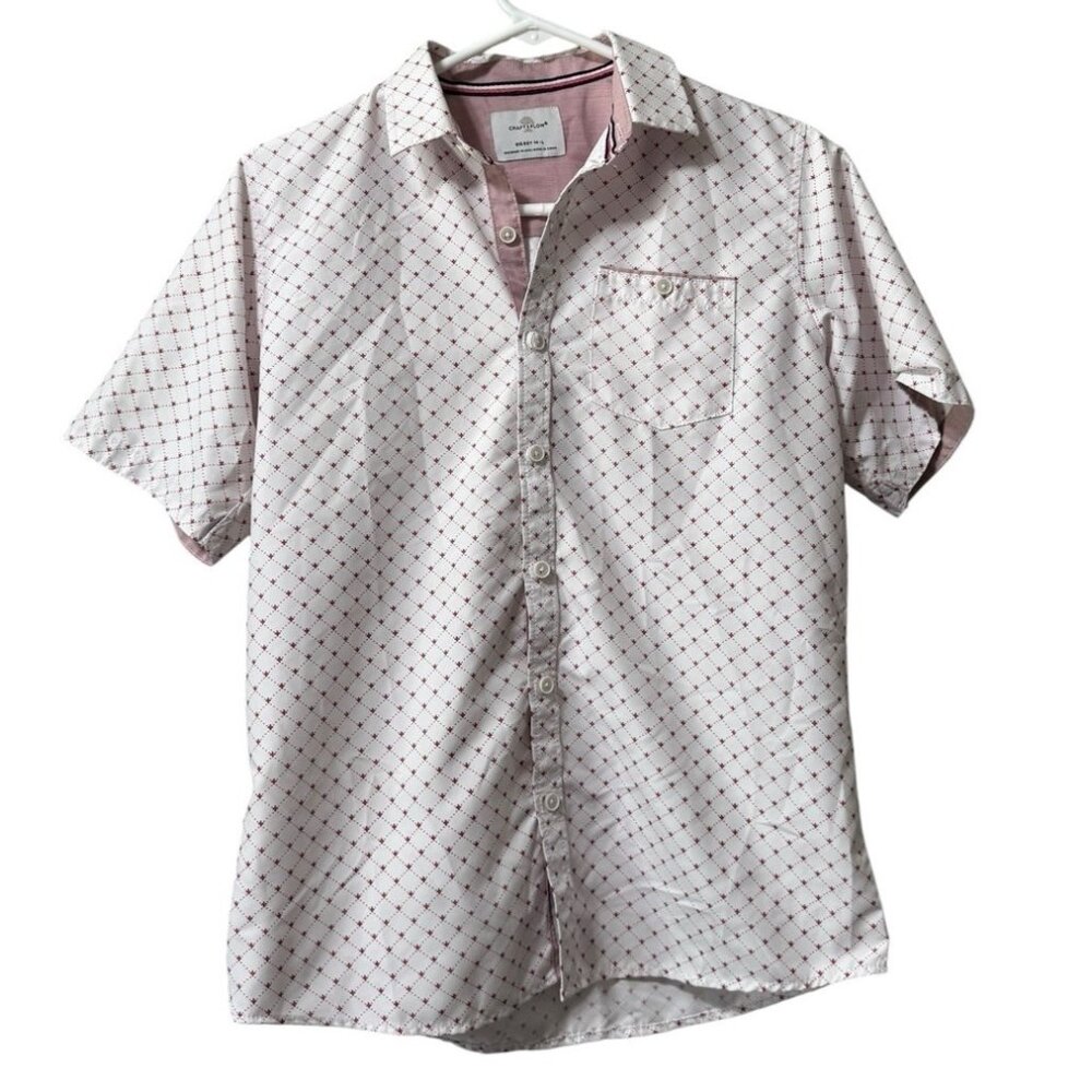 Craft + Flow Boys size 14 Large Short Sleeve Shirt Button Up Preppy Polyester